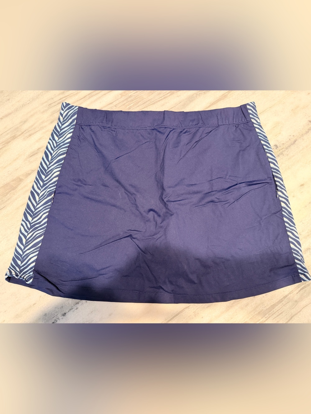 J. McLaughlin Navy Skort with Light Blue and White Striped Trim